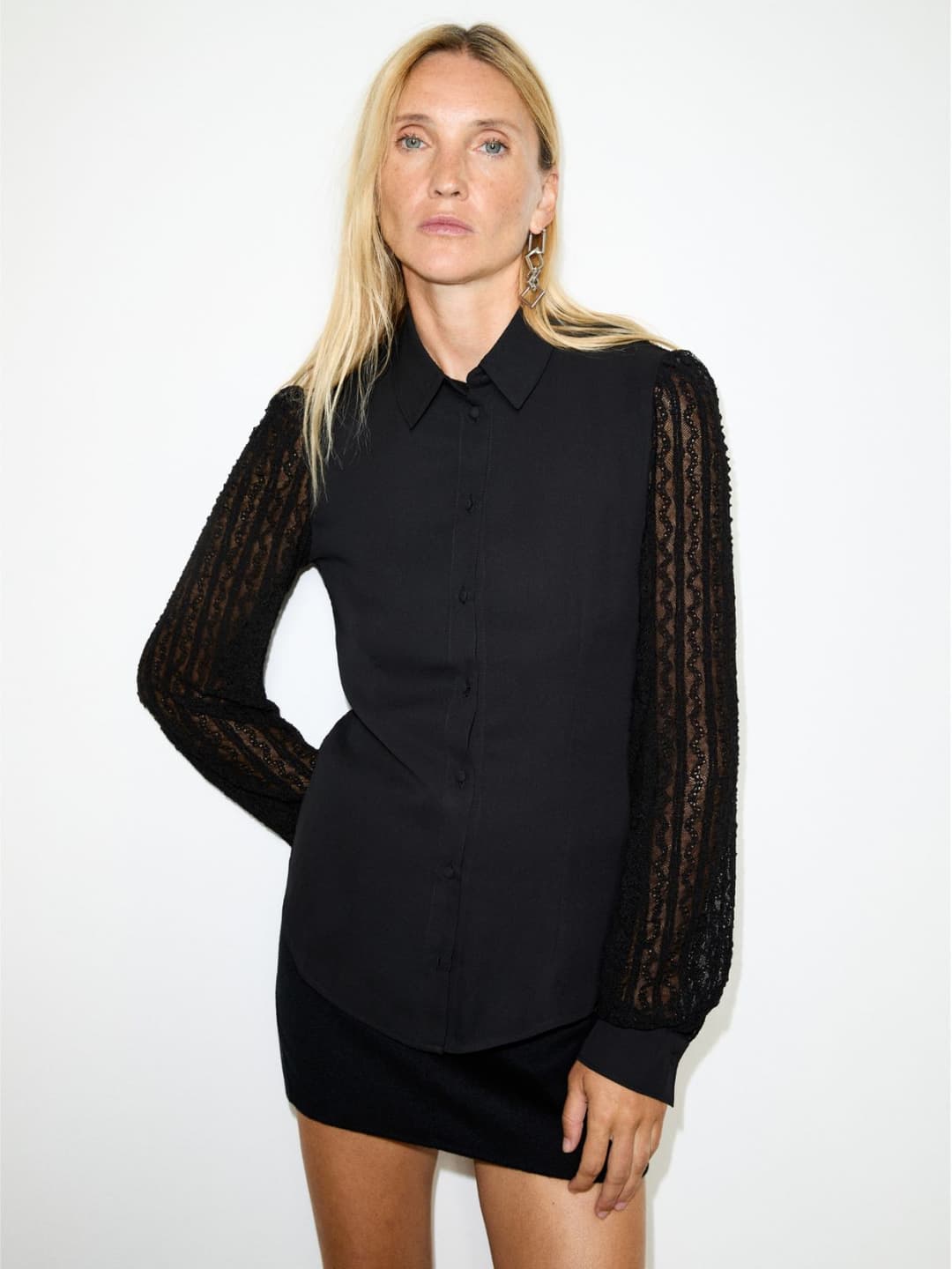 Camicia in pizzo e crêpe de Chine | Max&Co Camicia in pizzo e crêpe de Chine - vista alternativa - 33 | Max&Co